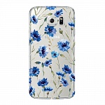 Чехол и защитная пленка для Samsung Galaxy S6 Deppa Art Case Flowers васильки