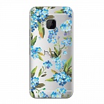 Чехол и защитная пленка для HTC One M9 Deppa Art Case Flowers незабудки