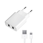 Сетевое зарядное устройство Deppa с кабелем 8-pin для iPhone/iPad белый