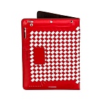 Кожаный чехол с плетением для iPad 2\3 New красный\белый