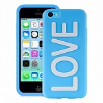 Силиконовый чехол PURO Night Cover LOVE для iPhone 5C голубой