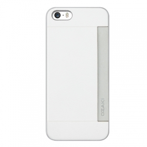 Пластиковый чехол для iPhone 5/5S с дополнительным отделением Ozaki 0.3 + Pocket белый