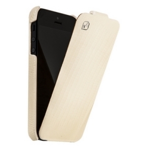 Кожаный чехол HOCO, цвет белый варан для iPhone 5, 5s