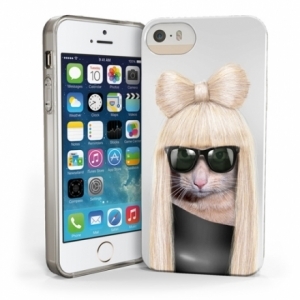 Чехол силиконовый для iPhone 5S/5 Pets Rock Premium Gel Shell  Lady Gaga белый 