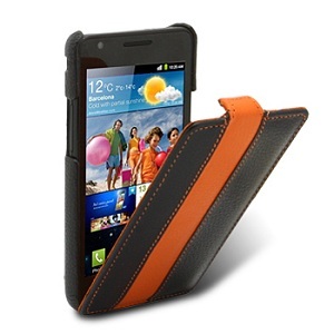 Чехол для Samsung Galaxy SII i9100 Melkco Leather Case Jacka Type (Black\Orange)