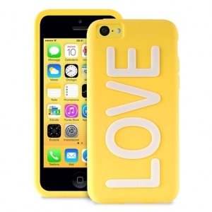 Силиконовый чехол PURO Night Cover LOVE для iPhone 5C желтый