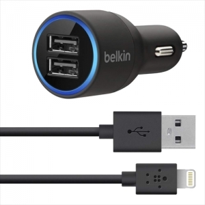 Автомобильное зарядное устройство Belkin F8J071bt04-BLK для iPhone\iPad с кабелем lightning 2USBx2,1A