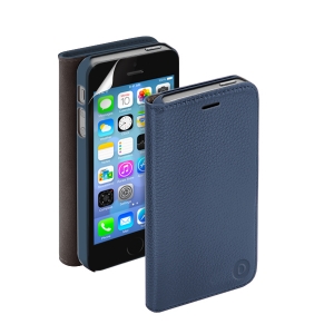 Чехол и защитная пленка для Apple iPhone 5 Deppa  Wallet Cover магнит синий