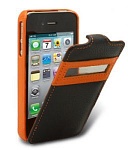 Чехол Melkco LC Apple iPhone 4 Jacka ID Light Type (оранжевый / черный)