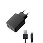 Сетевое зарядное устройство для Apple Deppa Ultra MFI с дата-кабелем 8-pin 2 USB 3.4А черный