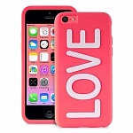 Силиконовый чехол PURO Night Cover LOVE для iPhone 5C розовый