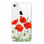 Чехол и защитная пленка для Apple iPhone 4/4S Deppa Art Case Flowers маки