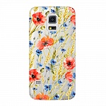 Чехол и защитная пленка для Samsung Galaxy S5 mini Deppa Art Case Flowers маки и колосья
