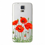 Чехол и защитная пленка для Samsung Galaxy S5 Deppa Art Case Flowers маки