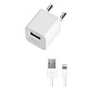 Сетевое зарядное устройство Deppa с кабелем 8-pin для iPhone 1A белый