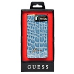 Чехол для iPhone 5/5S Guess Croco Wallet slim Strap голубой