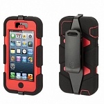 Спортивный, ударопрочный чехол для iPhone 5s, 5 - Griffin Survivor black\red (черный\красный)